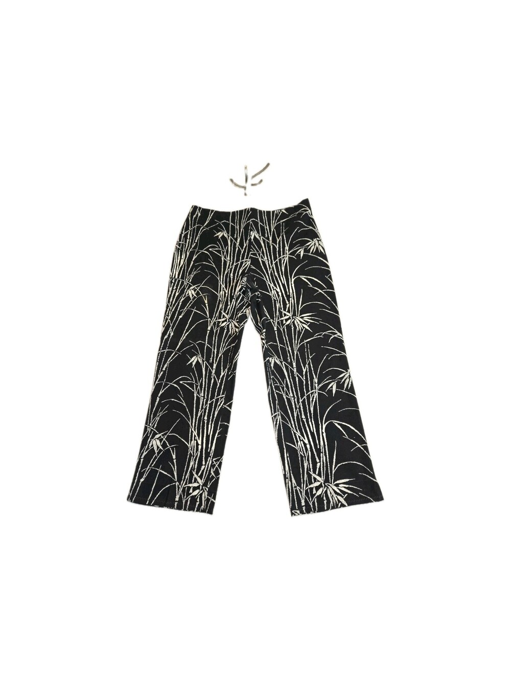 Vtg Talbots Pant Sz 10 Hong Kong All Over Bamboo Print Stretch Wide Leg Cropped